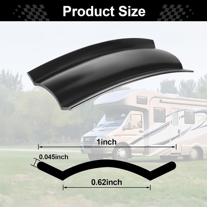 JUSTTOP 1" RV Vinyl Trim Molding Insert, Weather Stripping Exterior Flexible Molding, Screw Cover RV Boat Camper Travel Trailer (50FT, Black) - Image 2